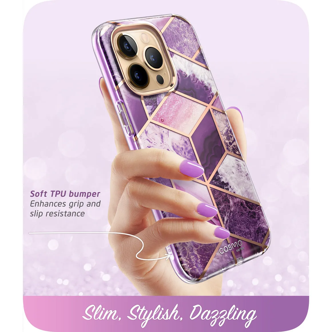 iPhone 13 Pro Cosmo Case - Marble Purple