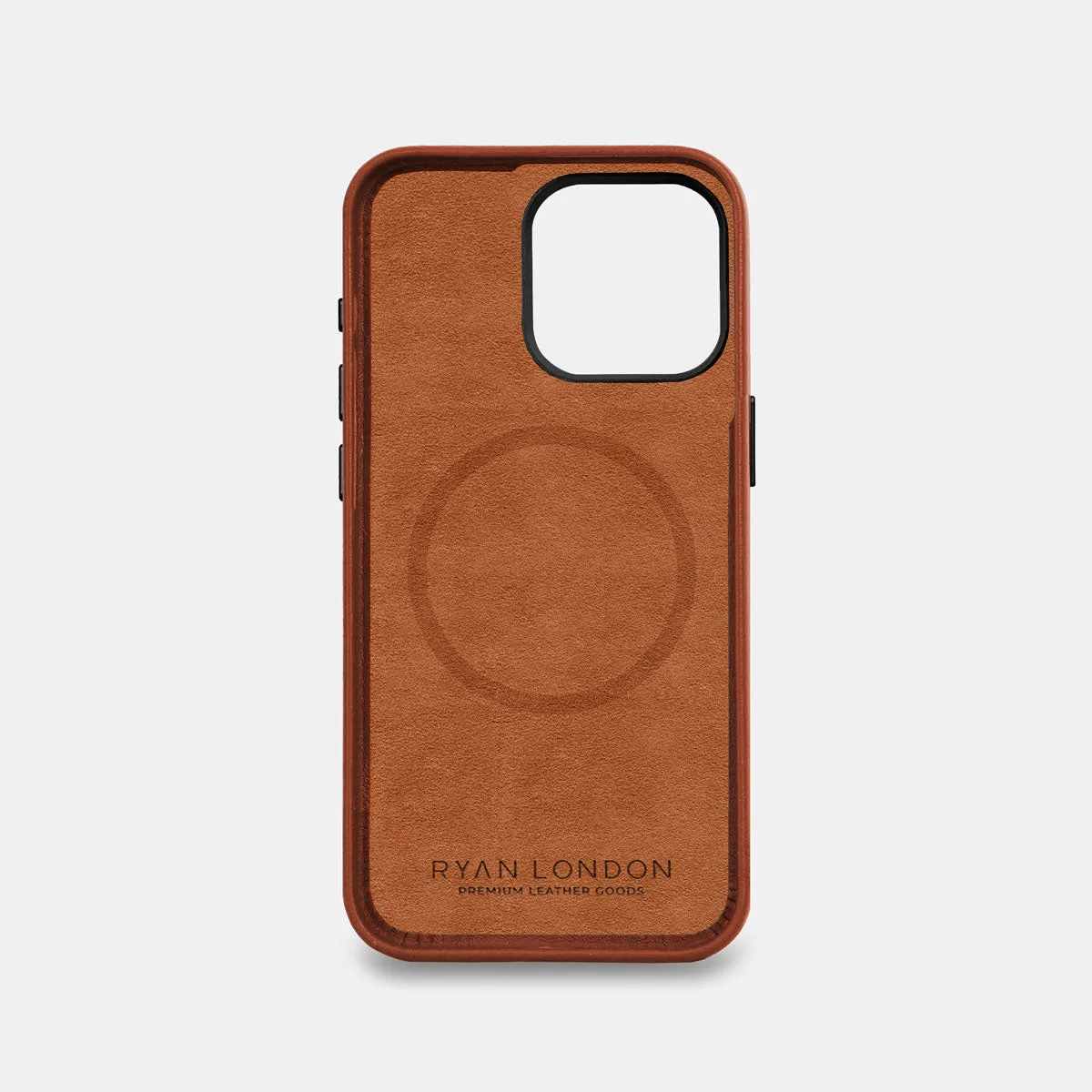 iPhone 15 Pro Leather Shell Case Metal, MagSafe - Saddle Brown