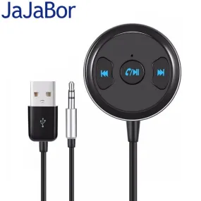 JaJaBor Bluetooth Car Kit Handsfree Calling AUX 3.5MM Music Audio Player Bluetooth Audio Adapter Music Receiver with USB Power