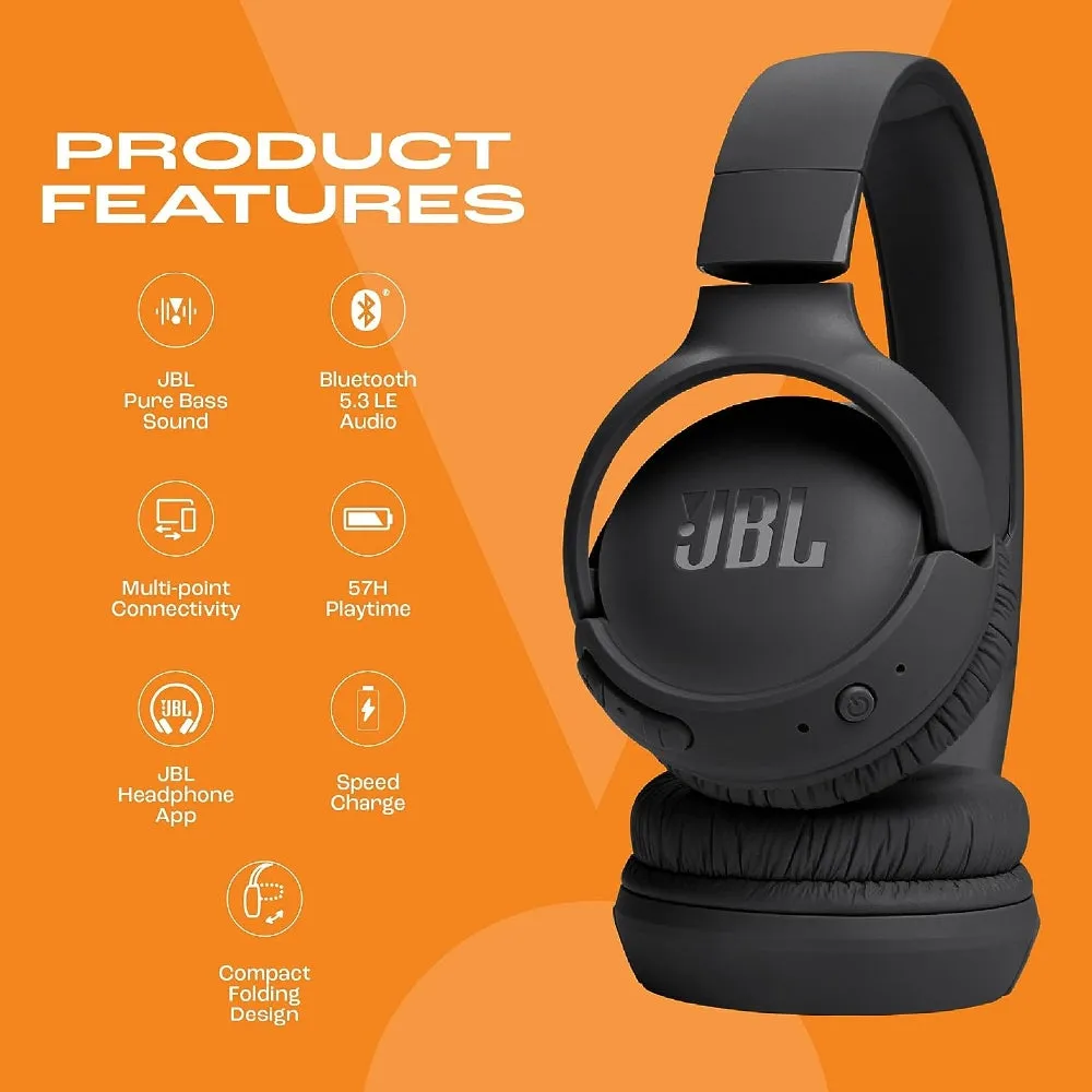 JBL TUNE 520BT / 510BT Wireless on-ear headphones | Built-in Microphone | Pure Bass Sound | Multi-point connections | Foldable | Ask Siri | Hey Google