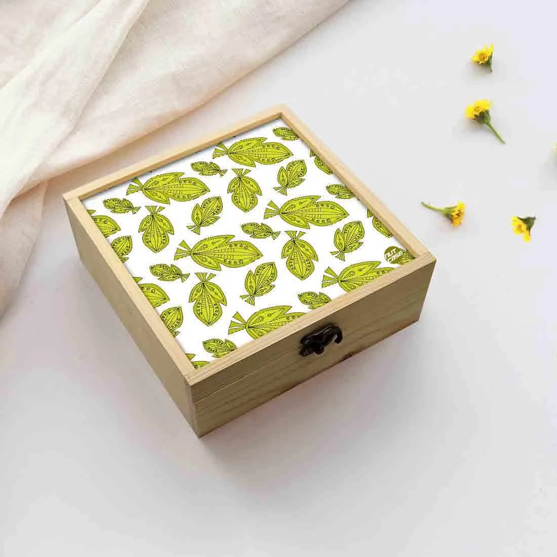 Jewellery Box Wooden Jewelry Organizer -  Green Leaf Summer Collection