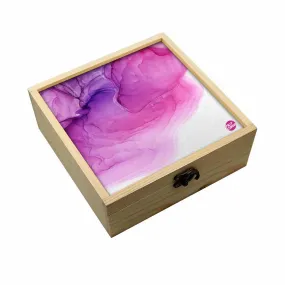 Jewellery Box Wooden Jewelry Organizer -  Pink Purple Ink Watercolor