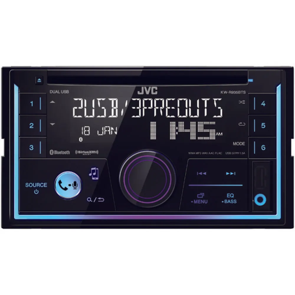 JVC Mobile KW-R935BTS KW-R935BTS Double-DIN In-Dash AM/FM CD Receiver with Bluetooth & SiriusXM Ready