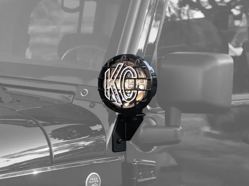 KC Hilites Windshield Side Mount Light Brackets - Jeep JK