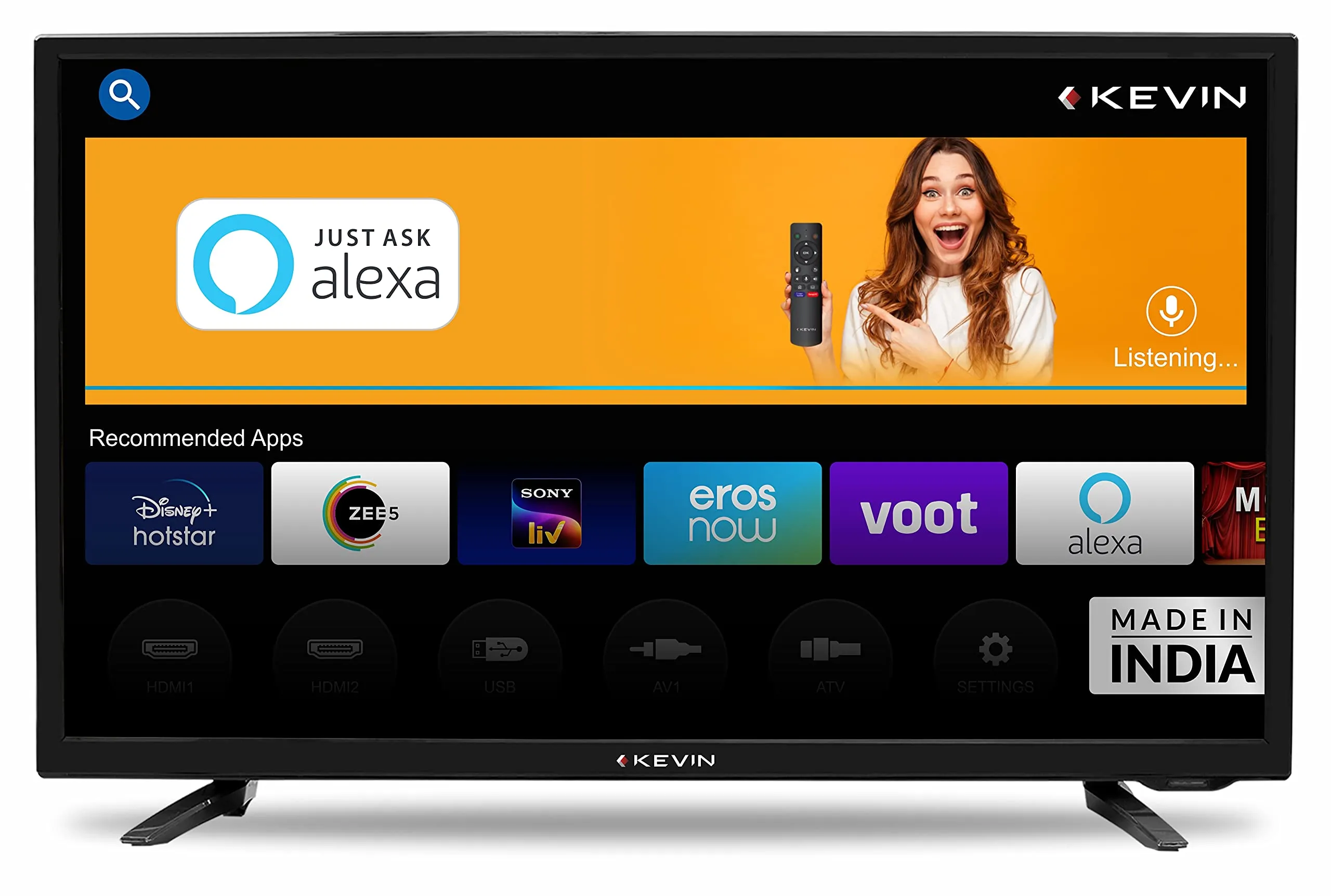 Kevin 80 cm (32 Inches) HD Ready Smart LED TV KN32A (Black) (2021 Model) | With Alexa Built-in