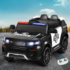 Kids Electric Ride On Patrol Police Car Horn Music Remote - Black