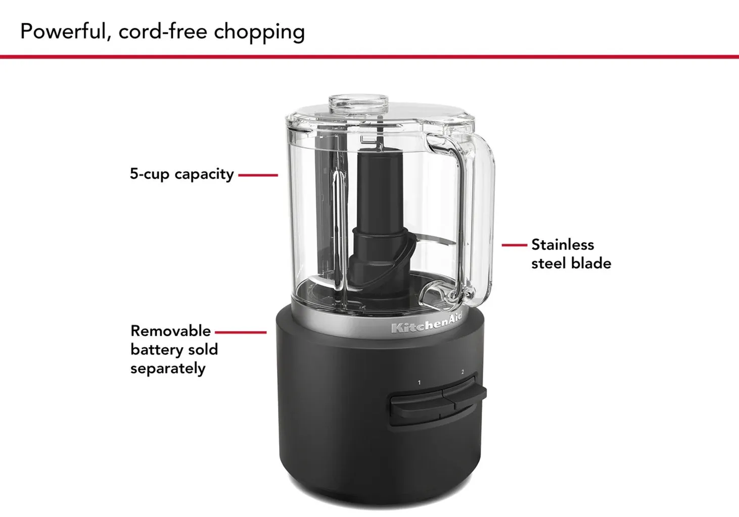 KitchenAid GO CORDLESS 5 Cup Food Chopper Matte Black Without Battery