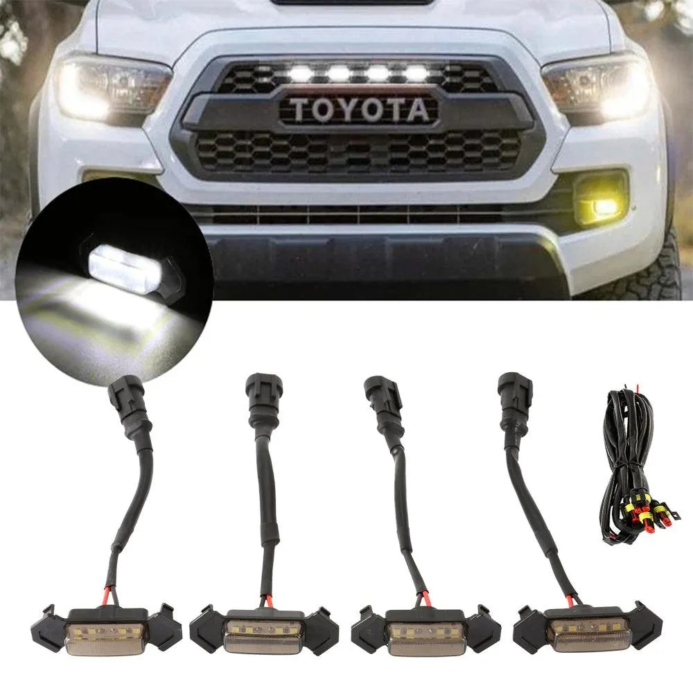 LED Front Hood Grille Light White Light Retrofit with Wiring Harness for Toyota Tacoma 2016-2021 TRD PRO