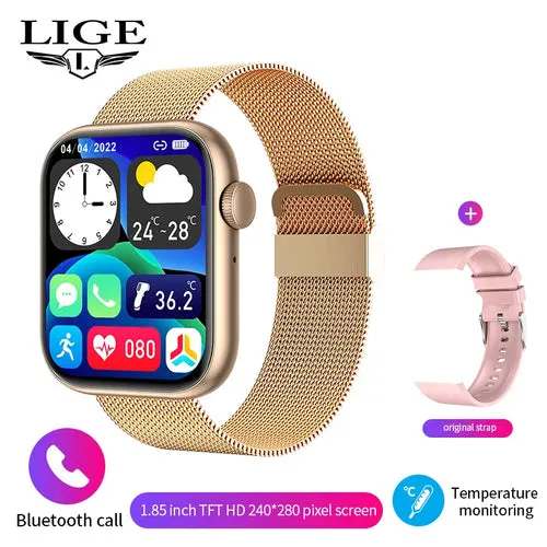 LIGE New Smart Watch 2024 Wireless Charging Smartwatch Bluetooth Calls