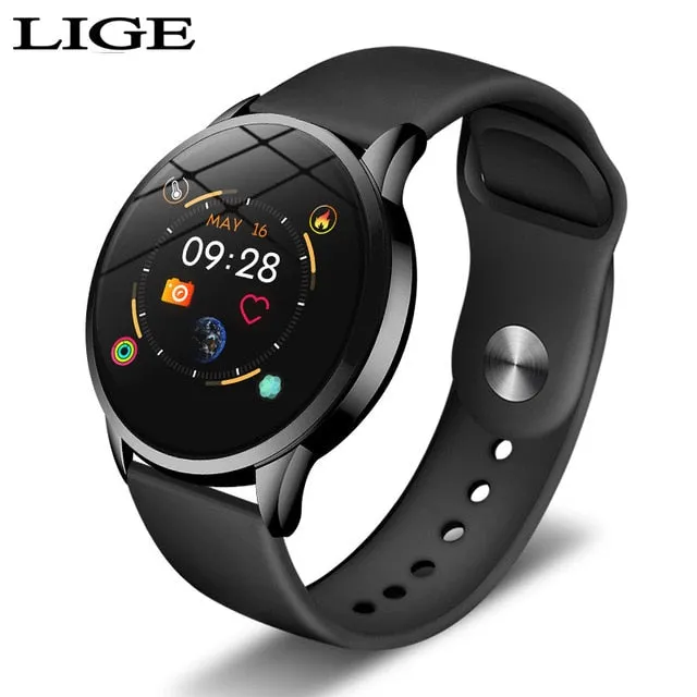 LIGE New Steel Smart Watch Men Waterproof sport For iPhone Heart rate blood pressure call Information smartwatch Fitness tracker