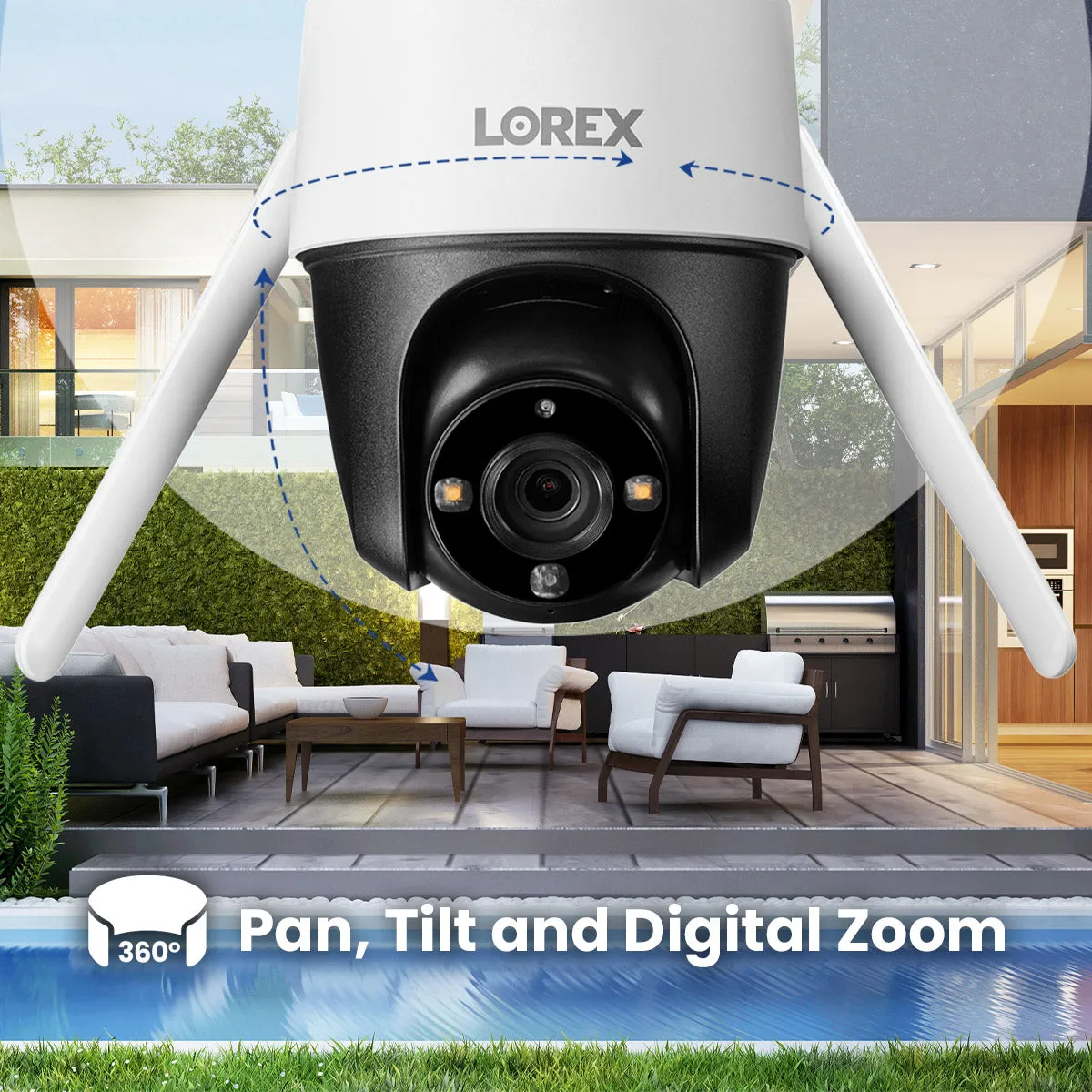 Lorex Wireless Fusion - 4K  NVR with 2K Wi-Fi Floodlight and 2K Wi-Fi Outdoor Pan-Tilt Camera