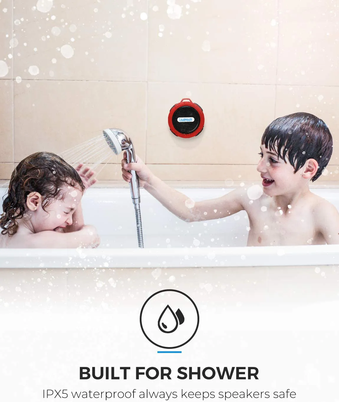 LOUDMOUTH - Waterproof Shower Bluetooth Speaker, Portable Wireless Outdoor Speaker with HD Sound