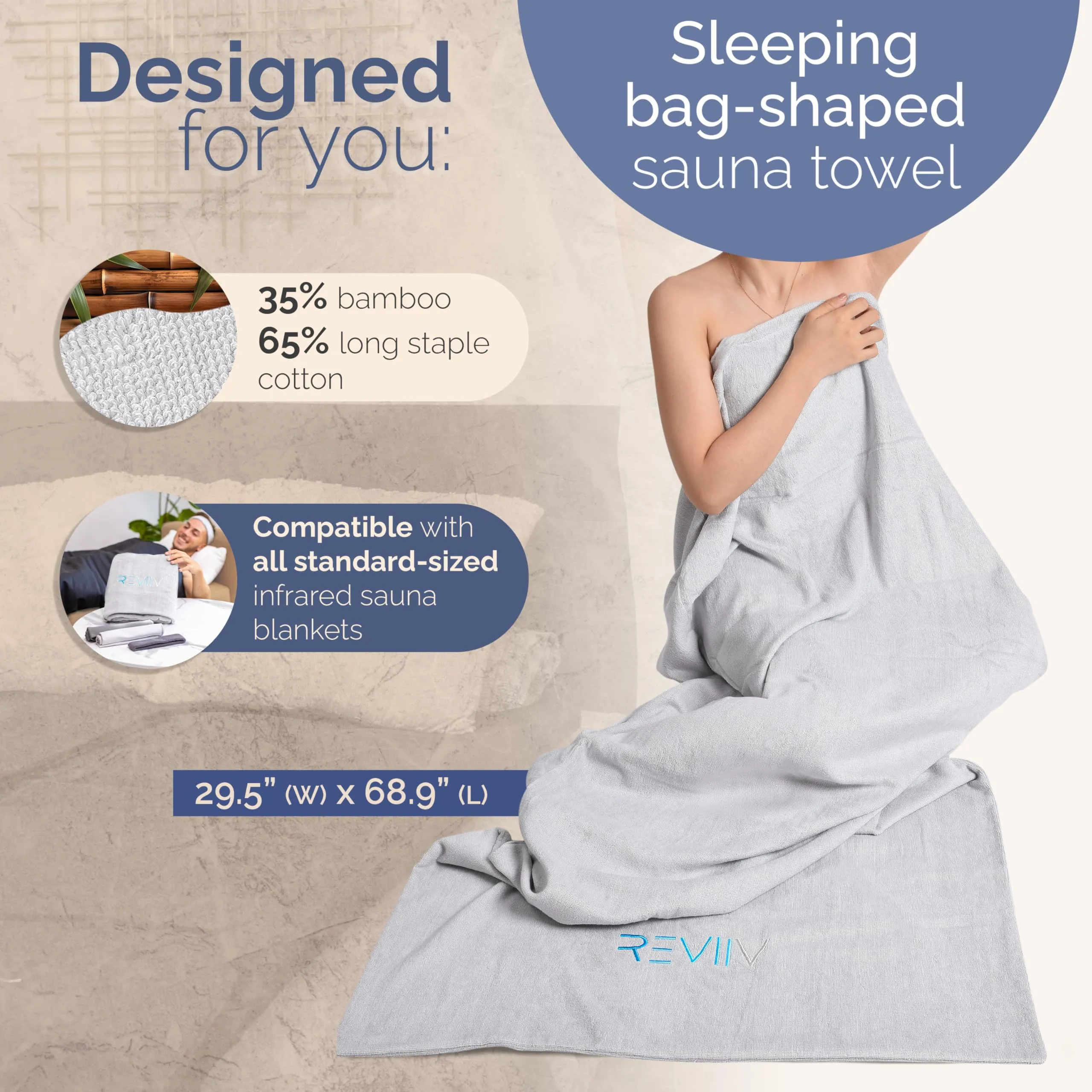 Luxury Cotton Sauna Blanket Insert Towel Set for Infrared Saunas Large