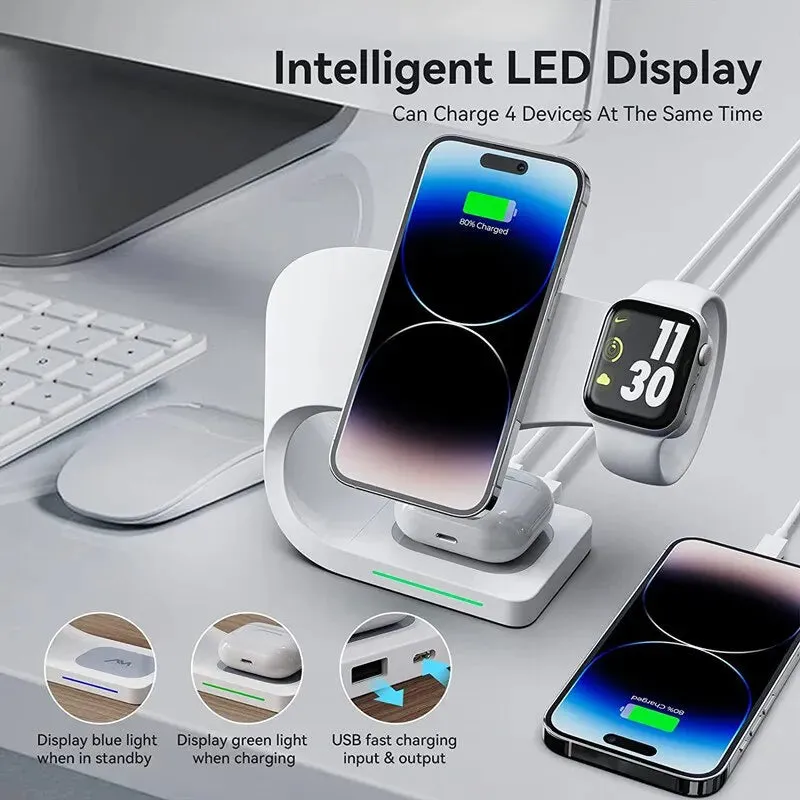 Magnetic Wireless Charger Stand 15W Induction Usb Chargers Quick Fast Charging Dock Station For iPhone 14 13 12 IWatch Airpods