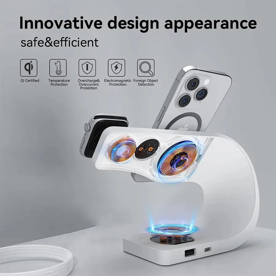 Magnetic Wireless Charger Stand 15W Induction Usb Chargers Quick Fast Charging Dock Station For iPhone 14 13 12 IWatch Airpods