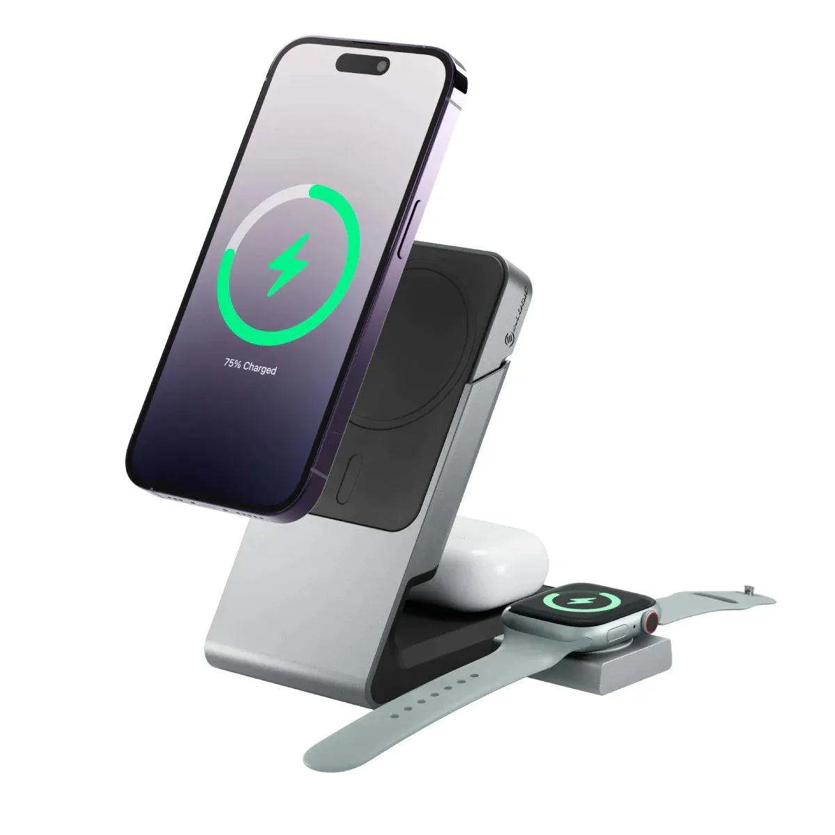 Matrix 3-in-1 Universal Magnetic Charging Dock with Apple Watch Charger for iPhone 16-12 , Apple Watch, Airpods, Charging Station for Apple Devices