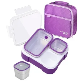 Meal Station 3 Compartment Stainless Steel Bento Lunch Box with Bag