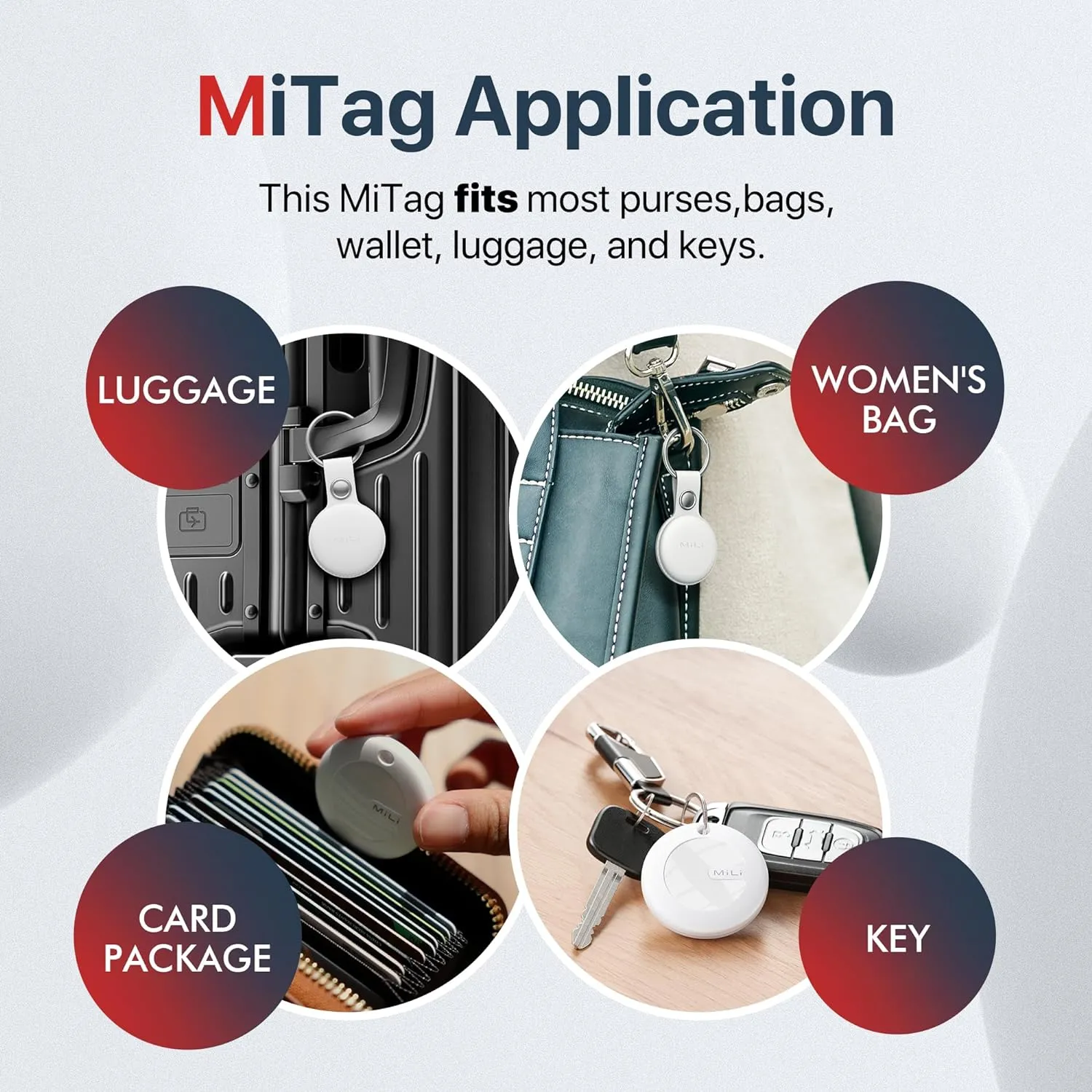 MiLi MiTag Apple MFi Certified Portable Bluetooth Tracker with Holder Case | Key Finder | Luggage Tracker (iOS)