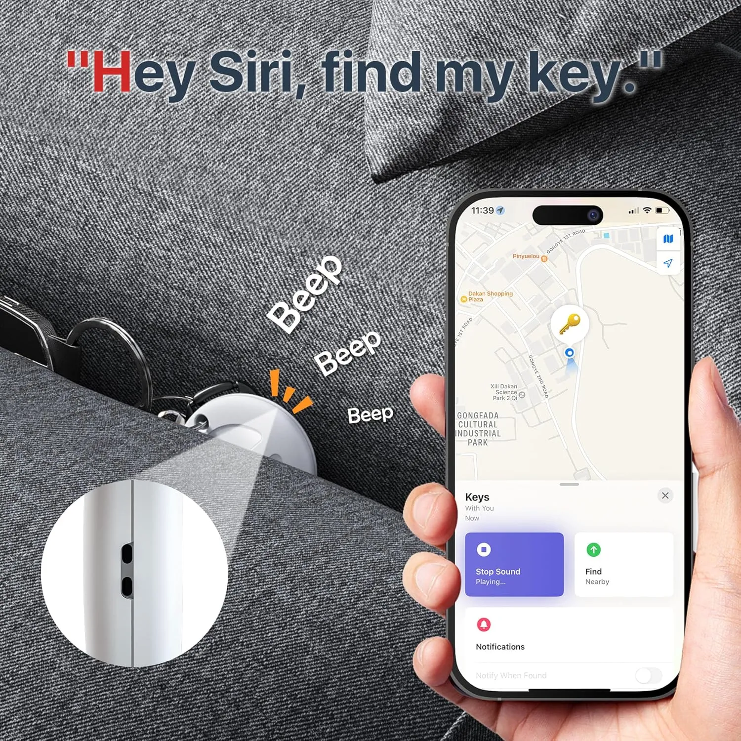 MiLi MiTag Apple MFi Certified Portable Bluetooth Tracker with Holder Case | Key Finder | Luggage Tracker (iOS)