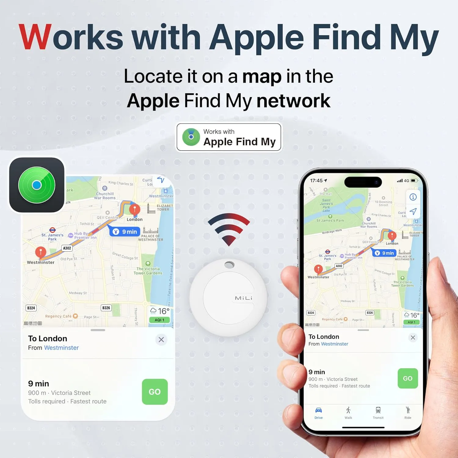 MiLi MiTag Apple MFi Certified Portable Bluetooth Tracker with Holder Case | Key Finder | Luggage Tracker (iOS)