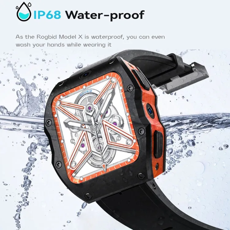 Model X 1.99 inch IP68 Waterproof Android 9.0 4G Dual Cameras Matte Smart Watch, Specification:4GB 128GB(Black)