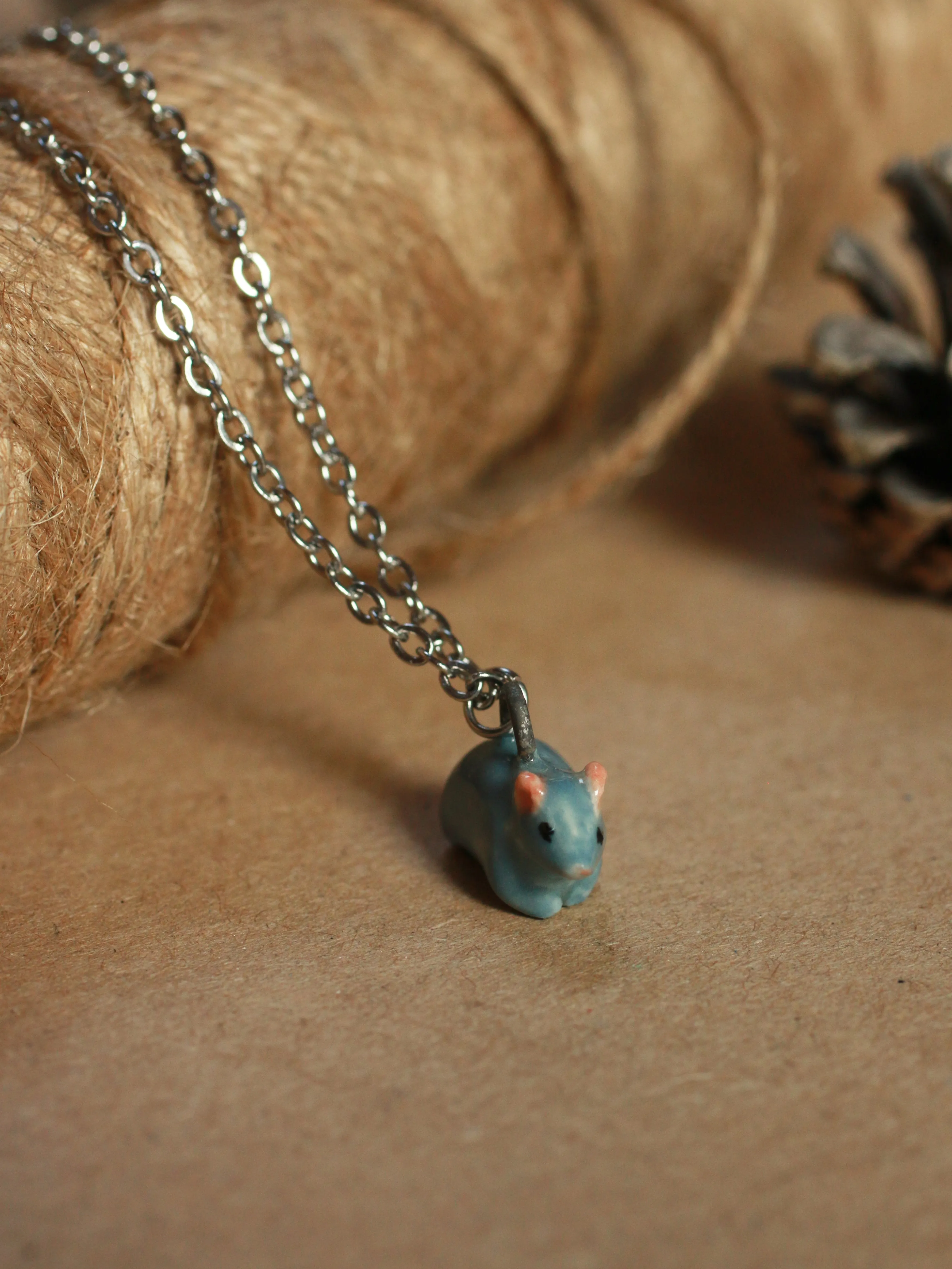 Mouse necklace - Ceramic pendant