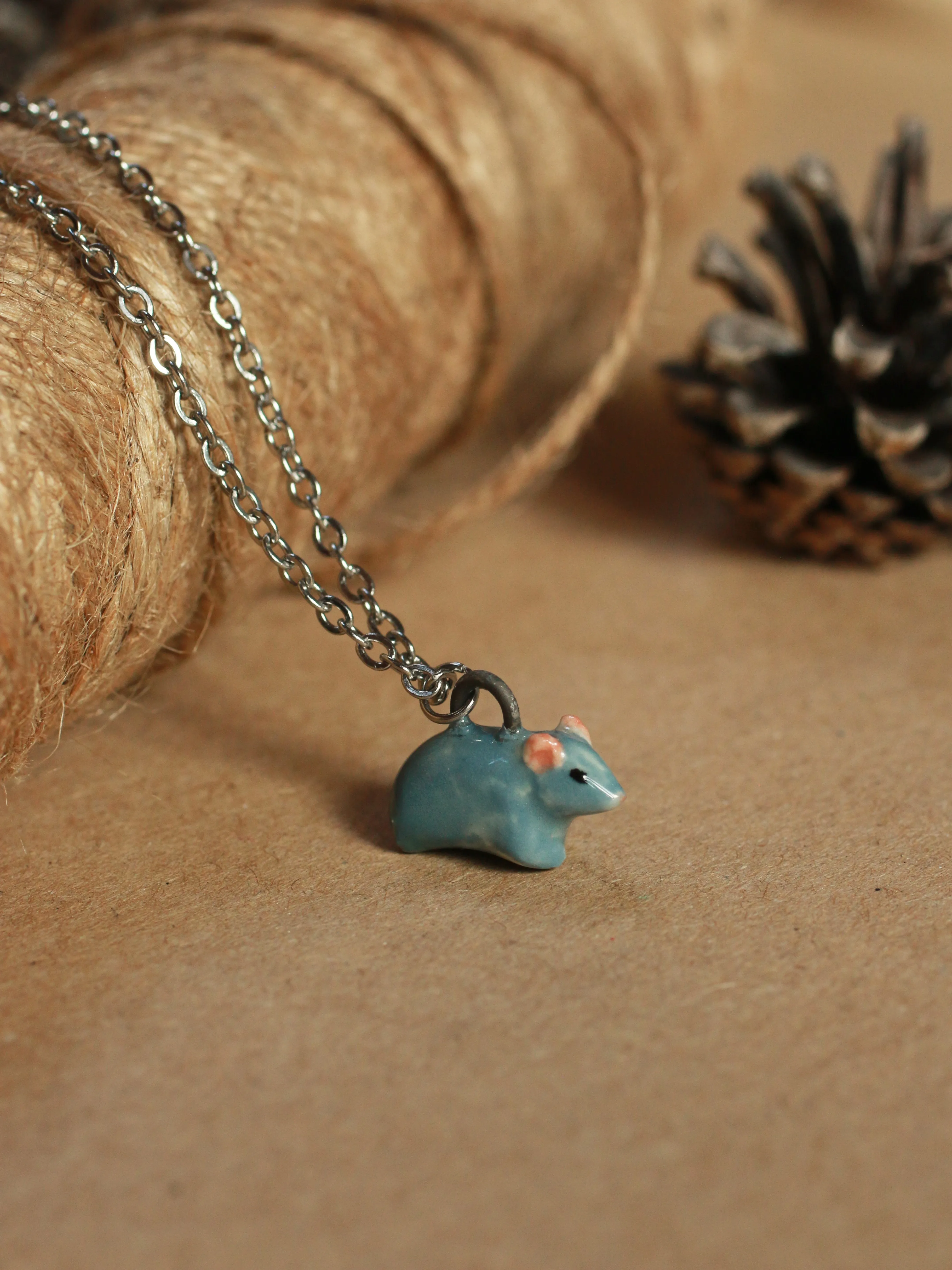 Mouse necklace - Ceramic pendant