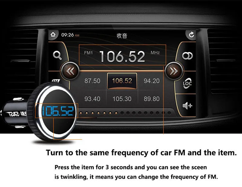 MP3 Bluetooth  FM Transmitter With Remote Control Wireless Audio Player - Hands-Free LCD Screen w/ TF Slot