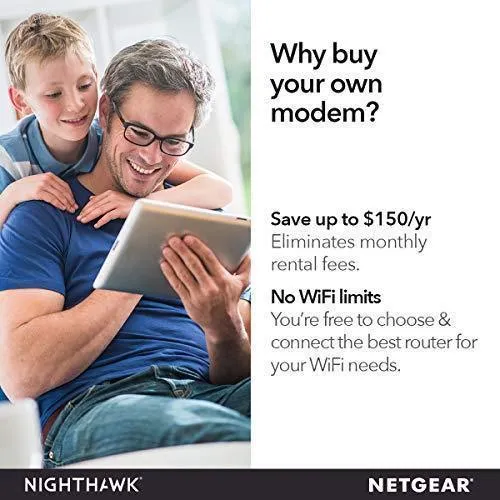 NETGEAR Nighthawk Cable Modem with Voice CM1150V - for Xfinity by Comcast Internet & Voice, Supports Cable Plans Up to 2 Gigabits, 2 Phone Lines, 4 x 1G Ethernet Ports, DOCSIS 3.1