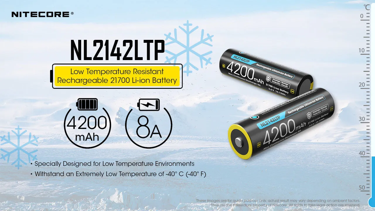 Nitecore NL2142LTP -40F Cold-Weather Rechargeable 21700 Li-Ion Battery