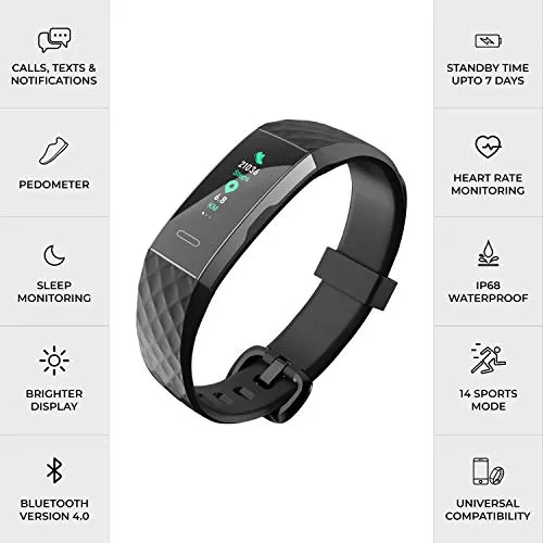 Noise ColorFit 2-Smart Fitness Band with Coloured Display, Activity Tracker Steps Counter, Heart Rate Sensor, Calories Burnt Count, Menstrual Cycle Tracking for Women (Midnight Black)