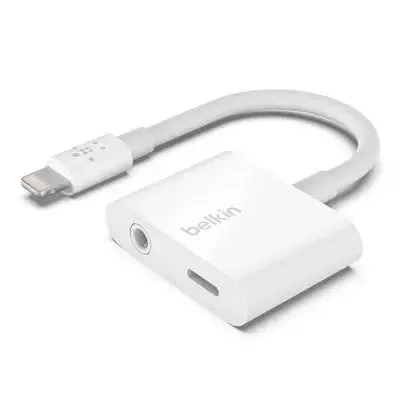 Open Box - Belkin RockStar 3.5mm Audio Aux with Port Charge Adapter – White