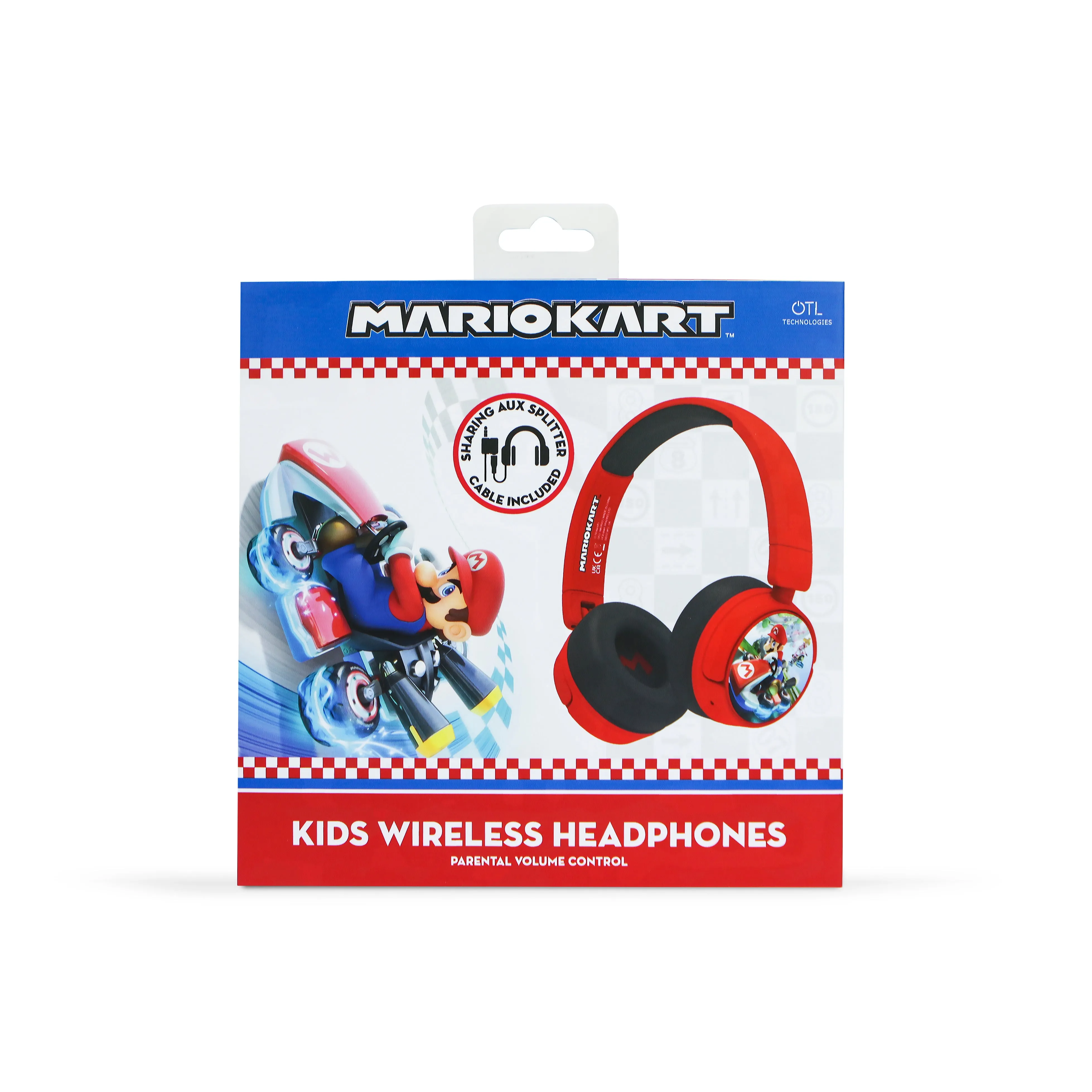 OTL Mario Kart Kids Over-Ear Wireless Headphones - Red | MK0983