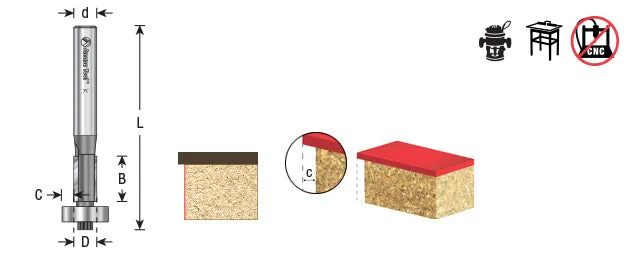 Overhang Trim Router Bit | 1⁄16 Overhang x 1⁄2 Dia x 1⁄2 x 1⁄4" Shank | 47192 | 738685871928