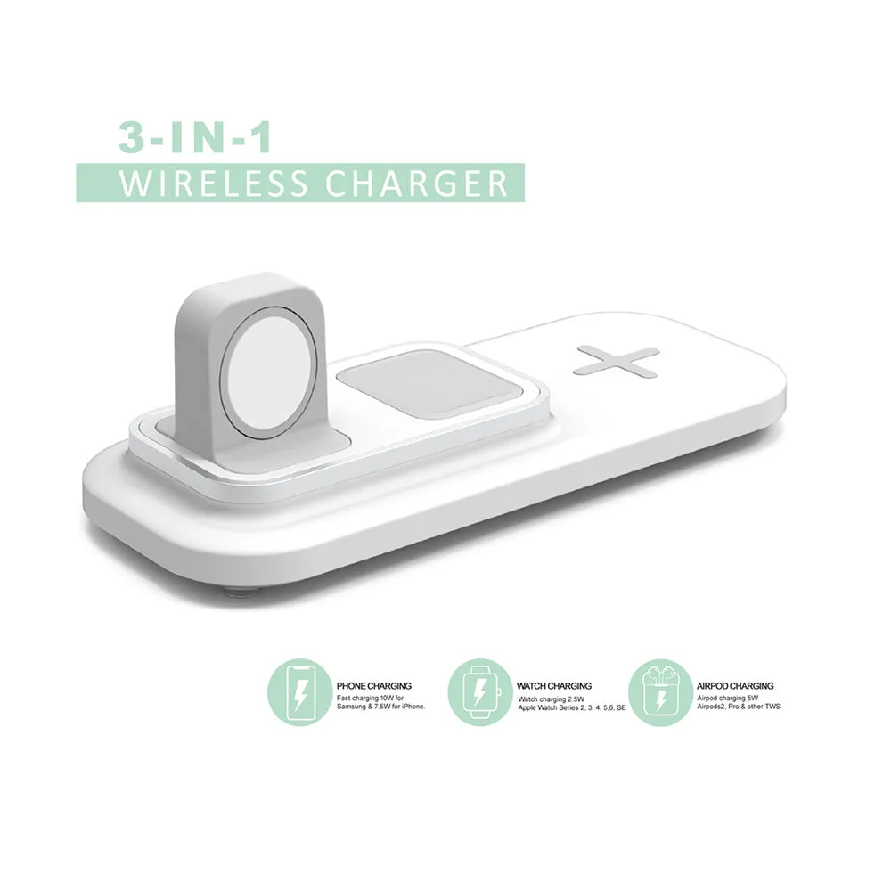 Philex 3In1 Phone/Watch/TWS Qi Wireless Charger Station White