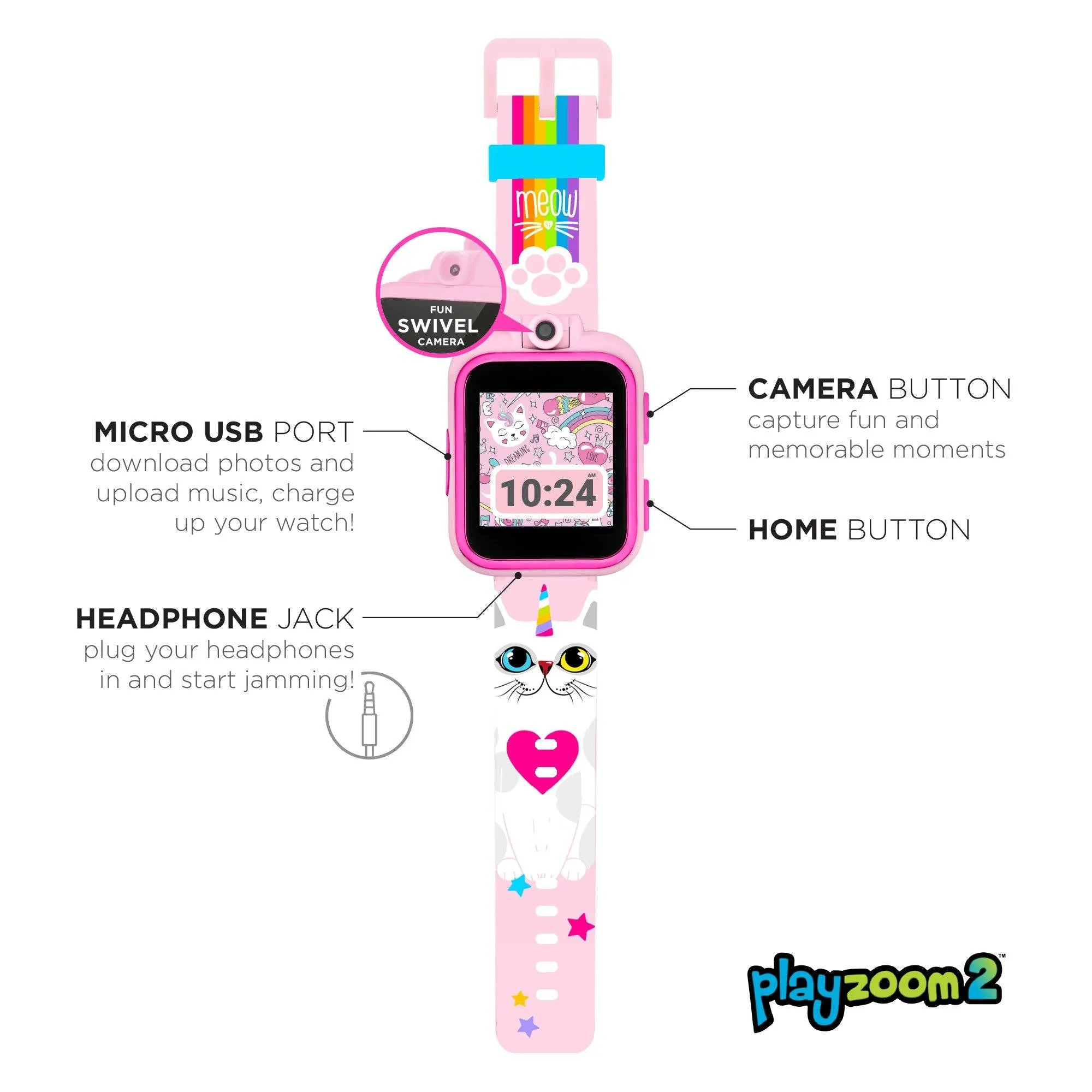 PlayZoom 2 Kids Smartwatch: Blush Unicorn Kitty