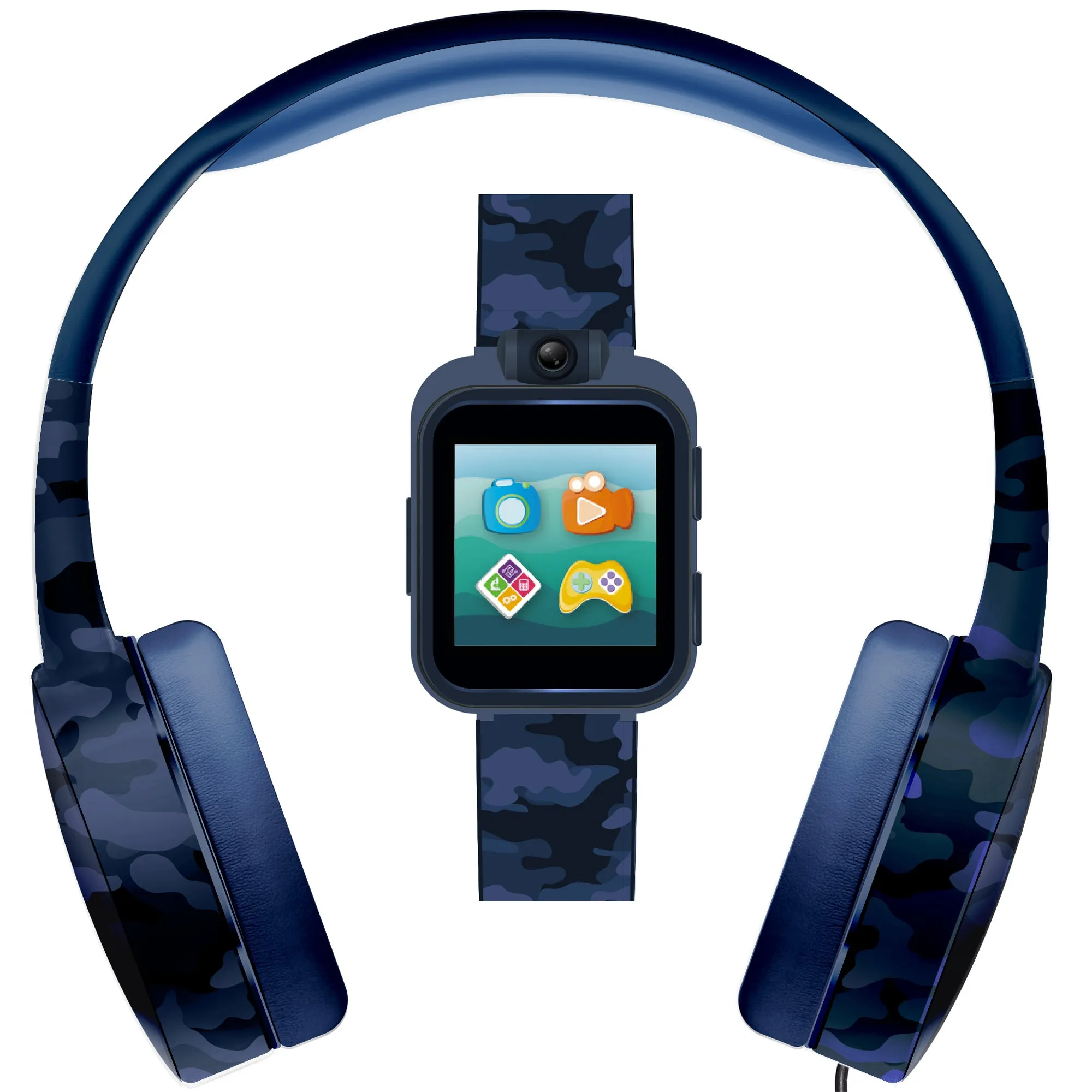 PlayZoom 2 Kids Smartwatch with Headphones: Blue Camouflage Print