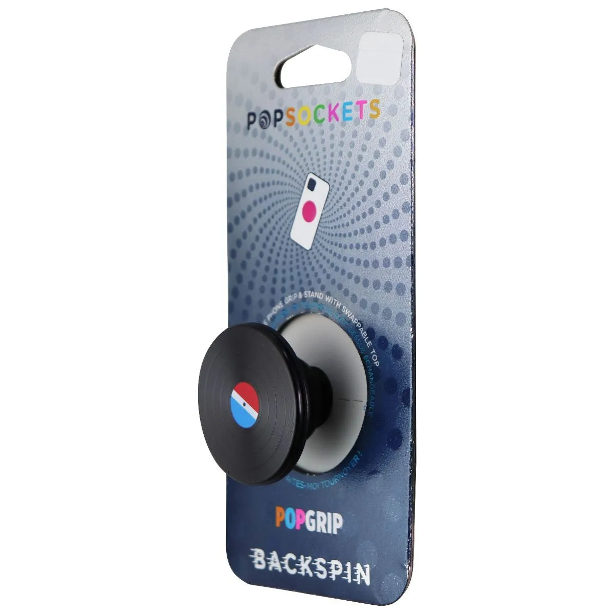 PopSockets PopGrip Backspin Series Swappable and Spinnable Grip - 45 RPM / Black