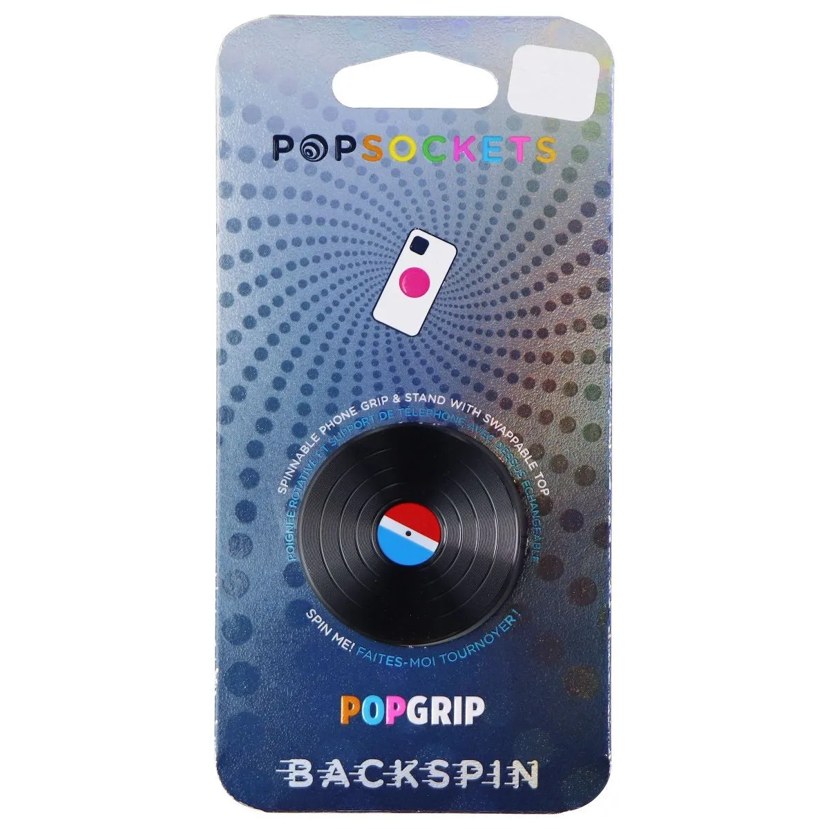 PopSockets PopGrip Backspin Series Swappable and Spinnable Grip - 45 RPM / Black