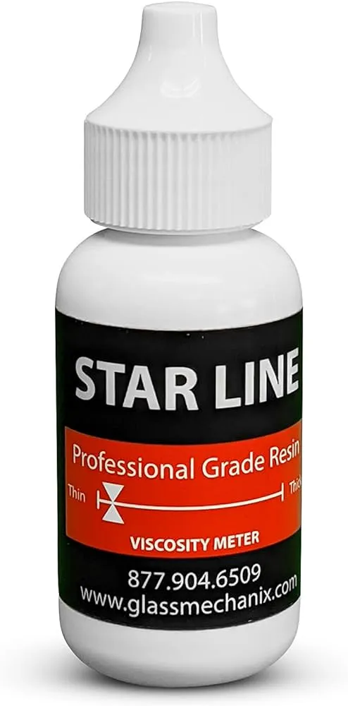 "Revolutionary STAR LINE RESIN: Cutting-Edge Glass Mechanix Windshield Repair Kit Component, Available in 30ml and 15ml Sizes, and 1 Liter Bulk for Unparalleled Automotive Glass Restoration