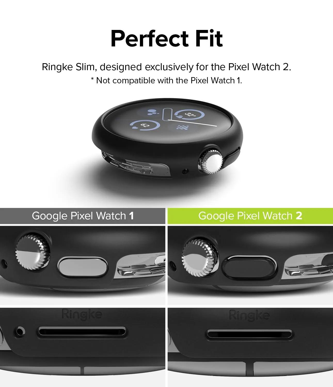 Ringke - Google Pixel Watch 2 Case | Slim Series | Clear   Matte Black