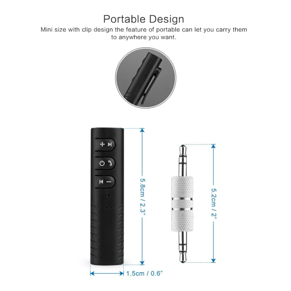 Rovtop Mini 3.5mm Jack Bluetooth Car Kit Handsfree Music Audio Receiver Adapter Auto Bluetooth AUX for Speaker Headphone Car Z2