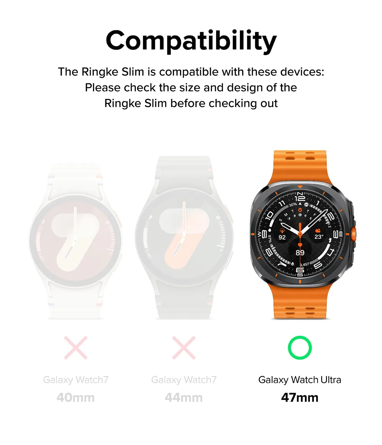 Samsung Galaxy Watch Ultra 47mm Slim Case With  Screen Protector Tempered Glass - Matte Black