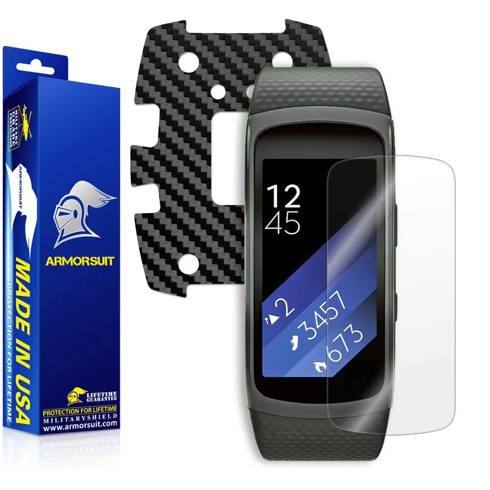 Samsung Gear Fit2 Screen Protector   Black Carbon Fiber Skin