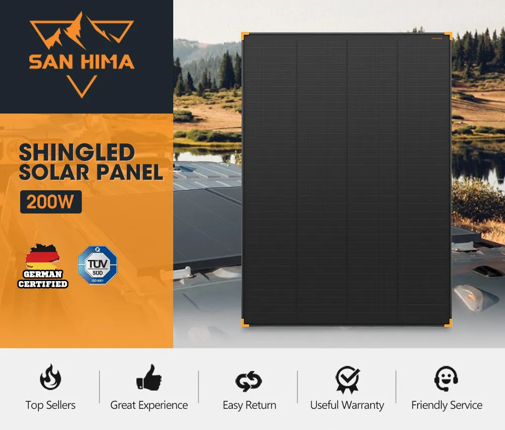 San Hima 200W Solar Panel Kit Mono Shingled Fixed Power Caravan Camping