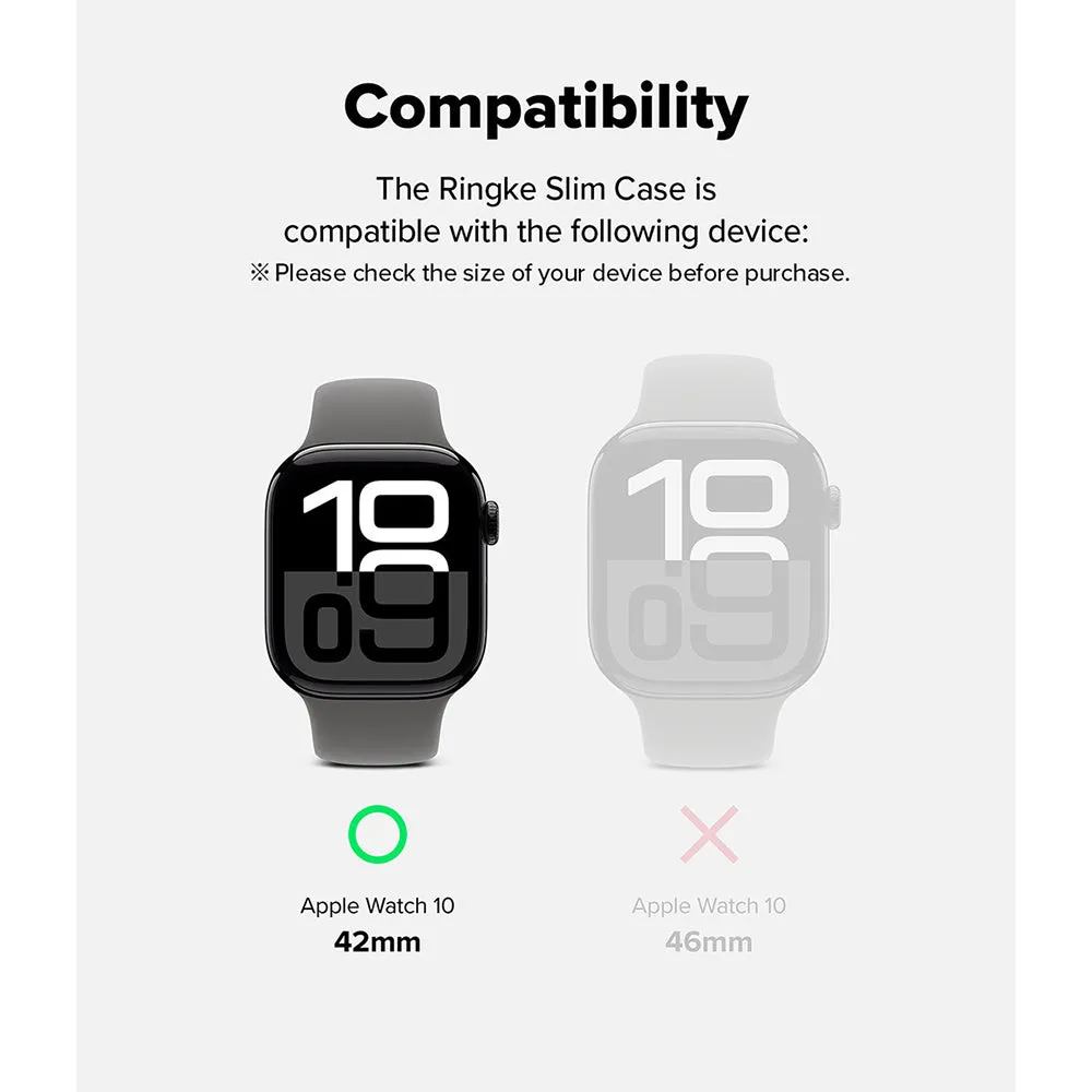 Slim Case For Apple Watch 10 42mm | Bezel [Frame Only] Hard Polycarbonate Thin Cover- Clear   Light Gray