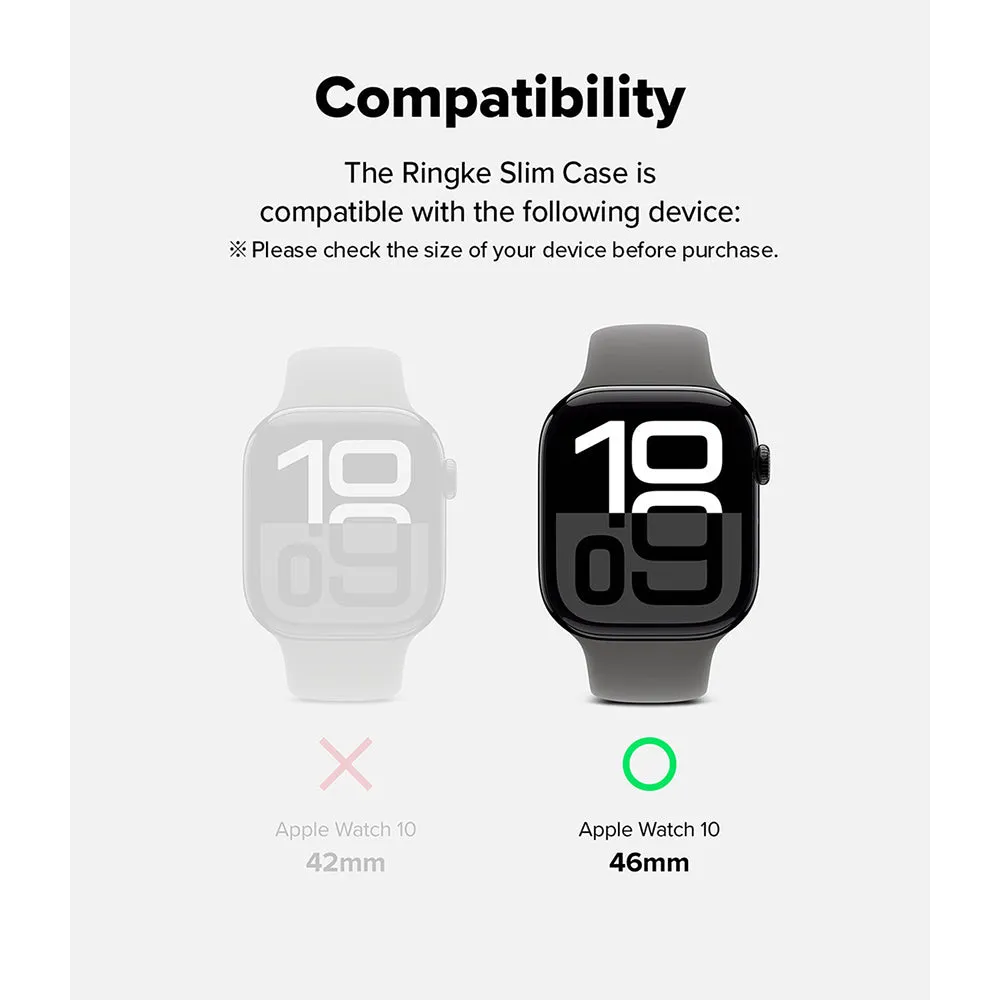 Slim Case For Apple Watch 10 46mm | Bezel [Frame Only] Hard Polycarbonate Thin Cover- Clear   Matte Black