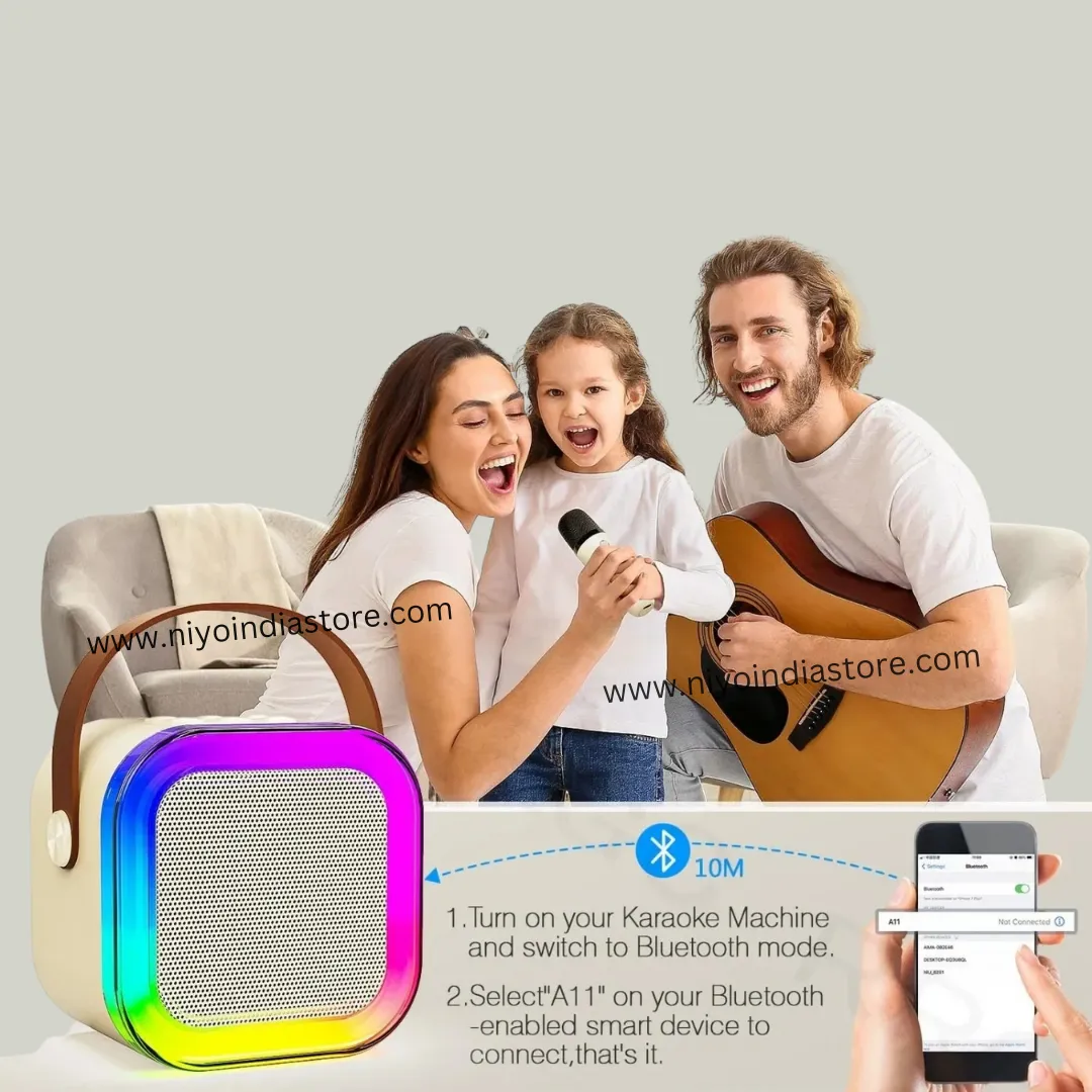 Speaker Machine Bluetooth-Compatible Wireless Karaoke Mic Speaker Multi-Compatibility Modes, RGB Lights