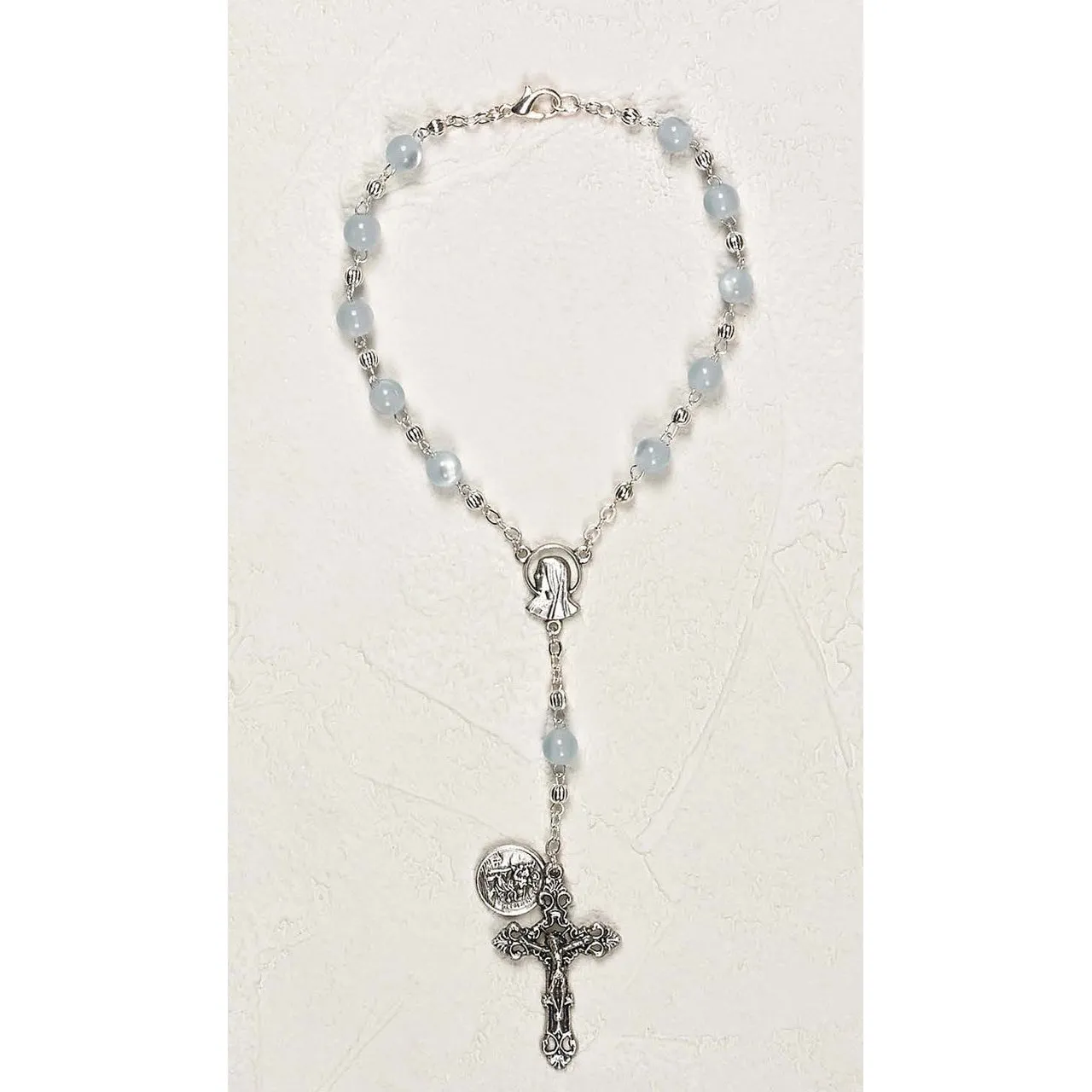 St Christopher Auto Rosary - Aqua Cat's Eye - Pack of 3