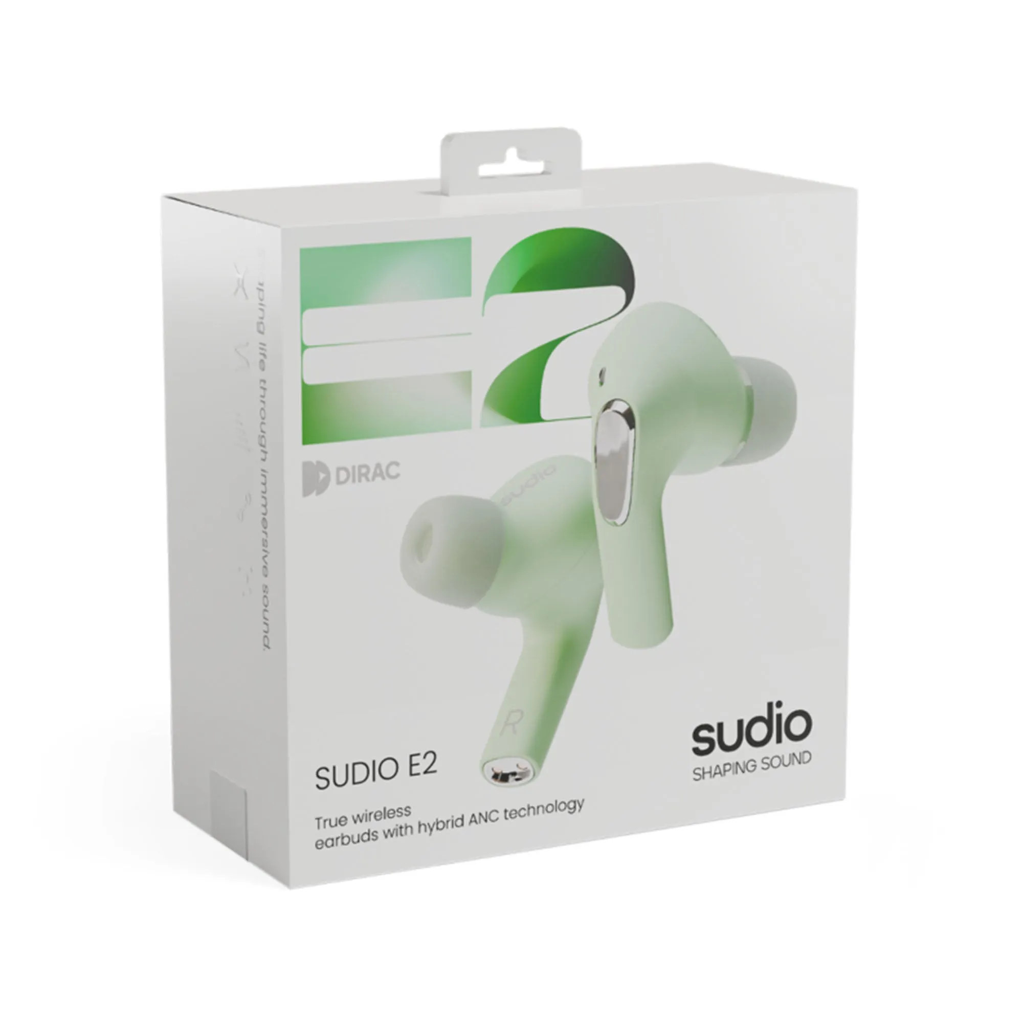 Sudio Wireless Earphone E2 - Hybrid Active Noise Cancellation Spatial Audio - Jade (Barcode: 7350071381618 )